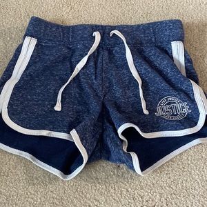 Blue and white justice short!